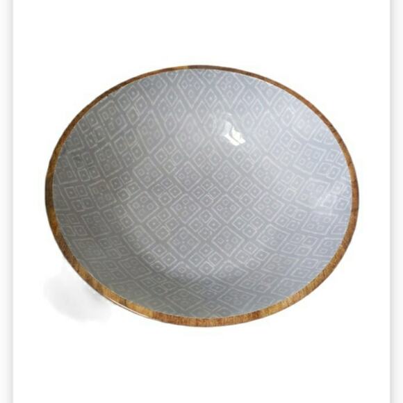 WOOD AND ACRYLIC DECORATIVE BOWL